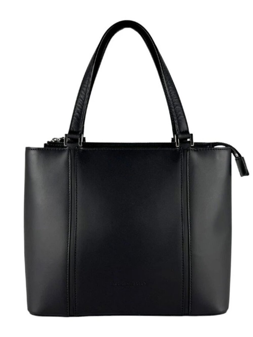 BURBERRY Handbag Black Leather/Silvertone